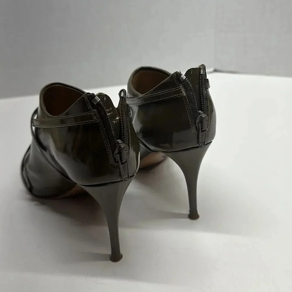 Chloe Ankle Heeled Boots Booties Boot Patent Leather Olive Green Size EU 37 US 7 - Picture 4 of 11